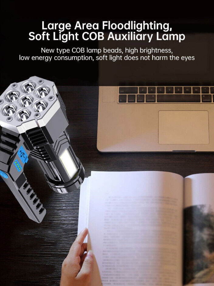 1-2Pcs Super Bright High Power LED Rechargeable Flashlight