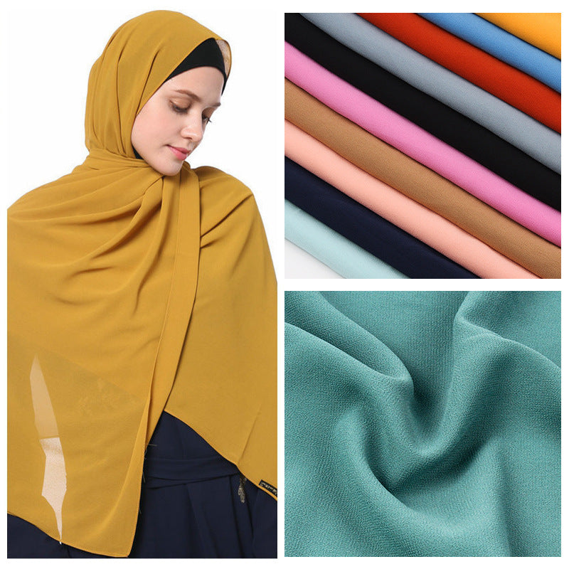 70x180cm Monochrome Pearl Chiffon Hijab Scarf