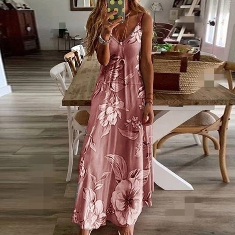 Long Flower Suspender Skirt