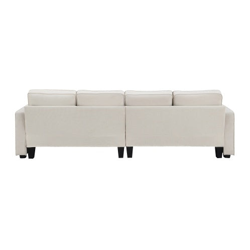 Seater Modern Linen Fabric Sofa with Armrest Pockets And 4 Pillows