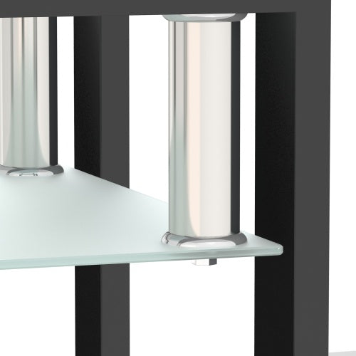 Set Of 2, Modern Tempered Glass Tea Table Coffee Table End Table, Square Table For Living Room, Transparent Black