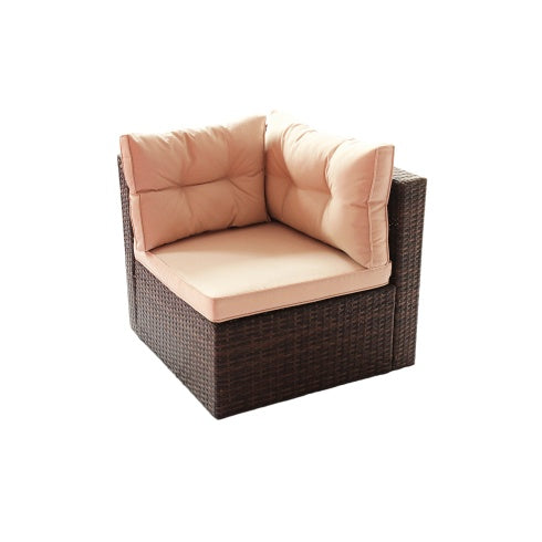 7- Piece Patio Furniture Set/ PE Rattan Garden Corner Sofa