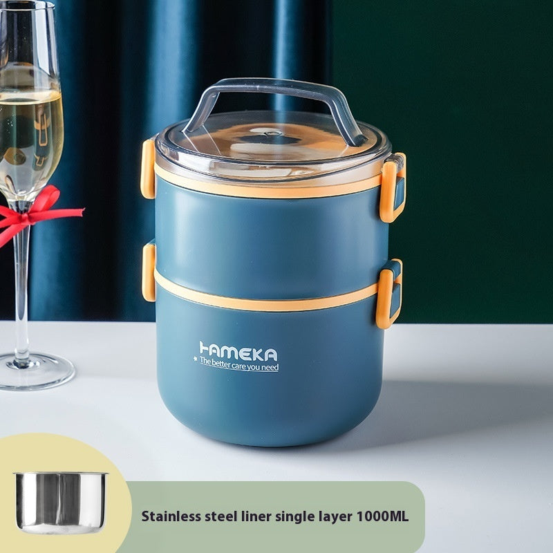 Round 304 Stainless Steel Barrel Multi-layer Lunch Box Insulated Barrel