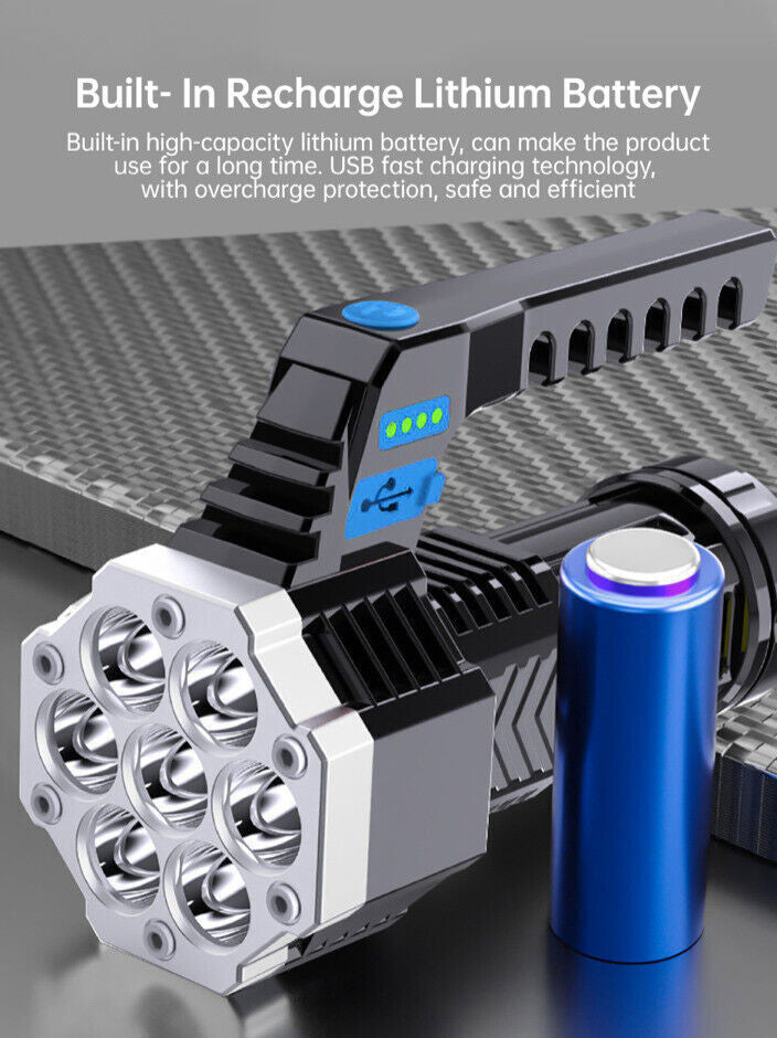 1-2Pcs Super Bright High Power LED Rechargeable Flashlight
