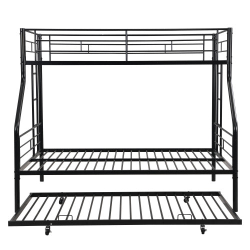 Twin Over Full With Trundle Metal Bunk Bed , No Box Spring Needed, Easy Assemble - ACCA General Merchandise
