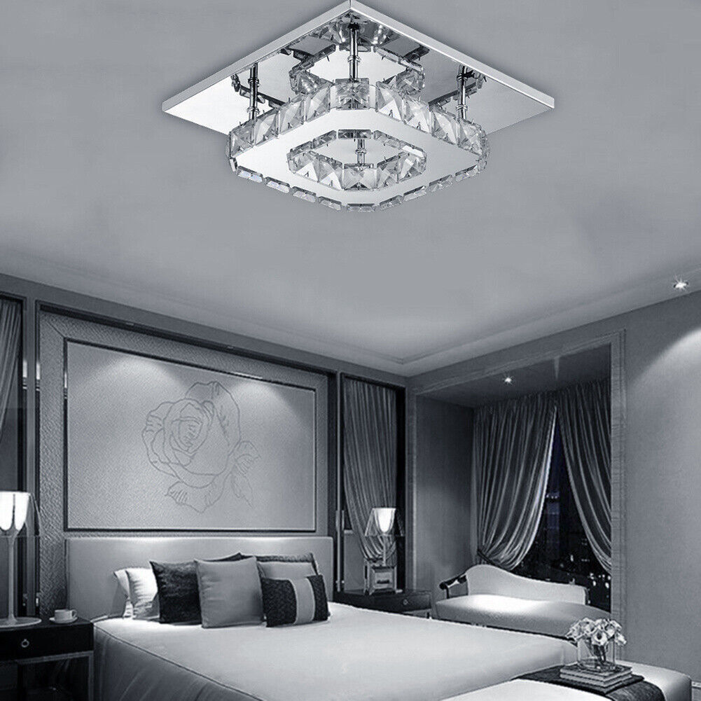Crystal Ceiling Light LED Lamp Light Room Chandelier Living Pendant LED Square