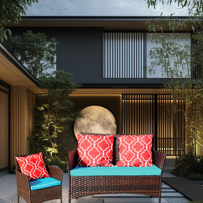 Outdoor Recreation, Courtyard Garden, Rattan Table and Chair Combination