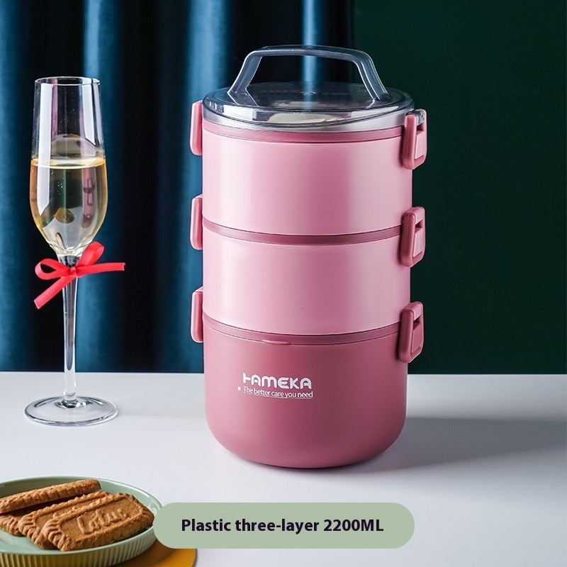 Round 304 Stainless Steel Barrel Multi-layer Lunch Box Insulated Barrel