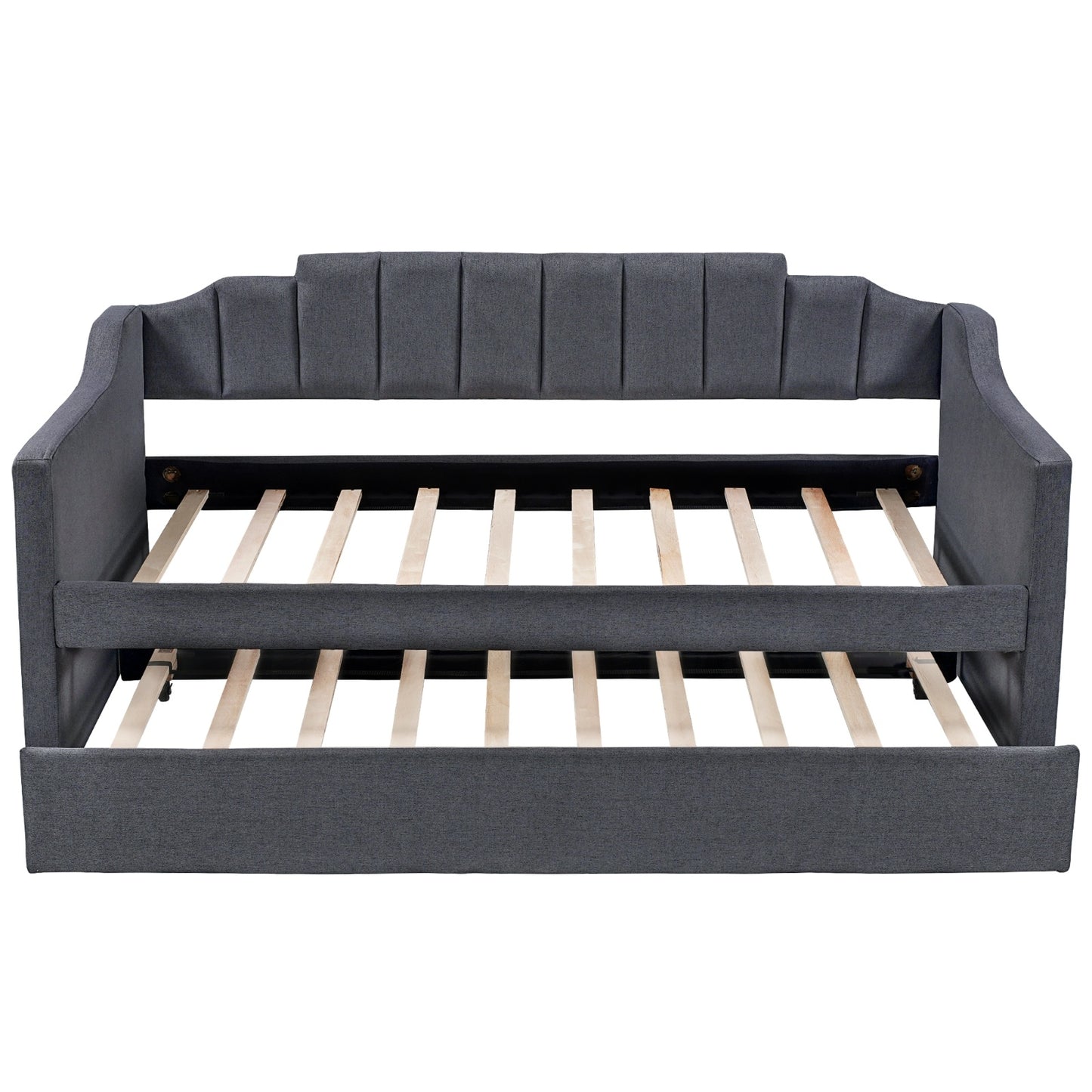 Upholstered Twin Daybed with Trundle, Black