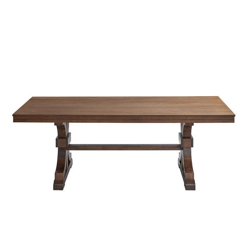 Rectangular Rubber Wood Dining Table For 6-8 With Wooden Trestle Pedestal Base