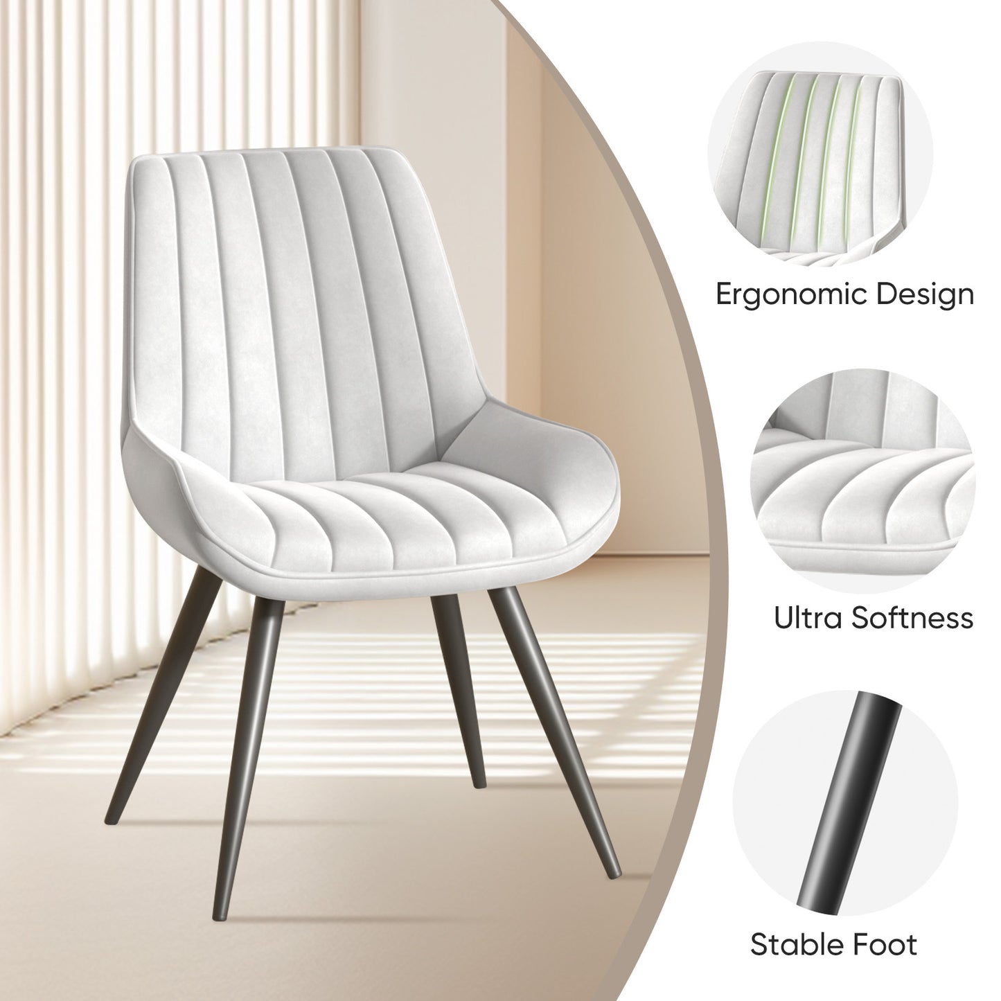 Soft Suede Fabric Cushioned Chairs with Rectangular Dinner Table
