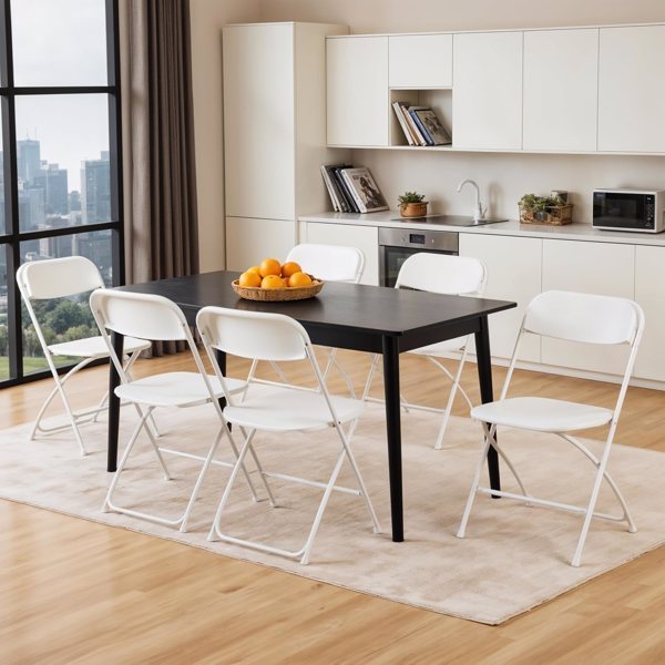 10 Pack Plastic Folding Chairs, Foldable Stackable Portable Seating With Metal Frame, 330 Lbs Capacity, Outdoor Indoor Commercial Use For Party, Wedding, Event, Office, Patio, Picnic, Kitchen, White