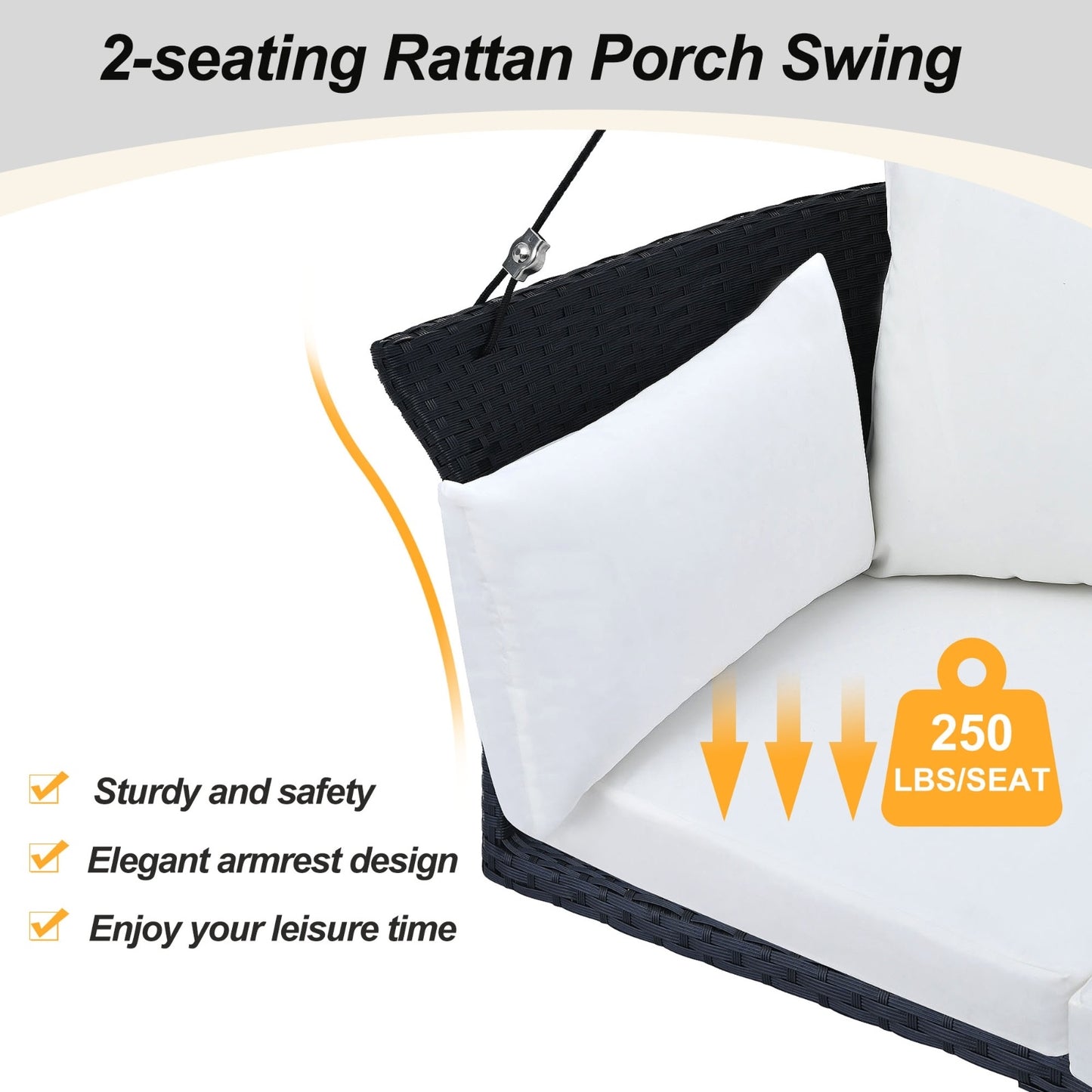 Porch Swing Chair with Ropes