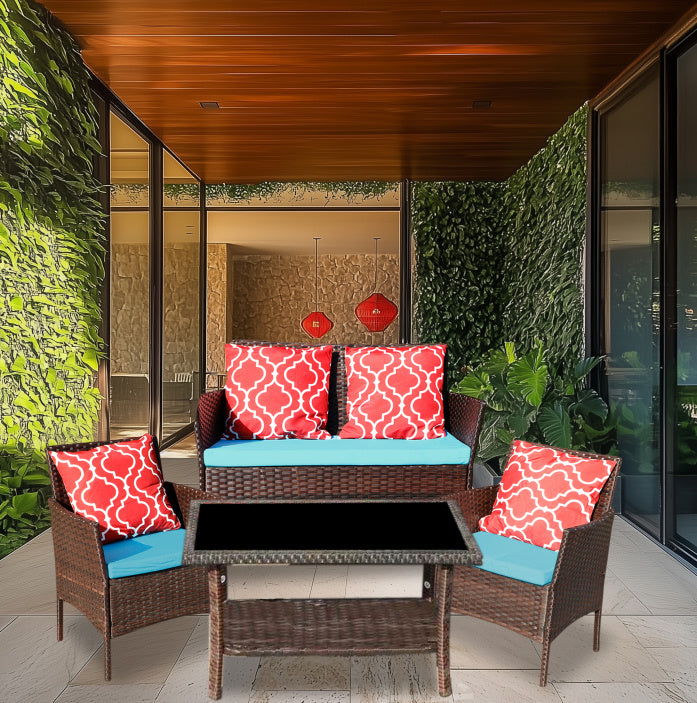 Outdoor Recreation, Courtyard Garden, Rattan Table and Chair Combination