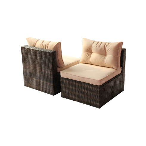 7- Piece Patio Furniture Set/ PE Rattan Garden Corner Sofa