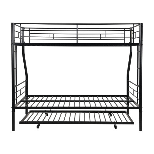 Twin Over Full With Trundle Metal Bunk Bed , No Box Spring Needed, Easy Assemble - ACCA General Merchandise