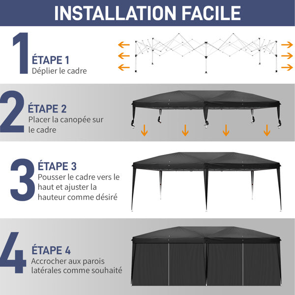 10X20ft Black 6 Sided -4 Window Folding Shed Oxford Cloth