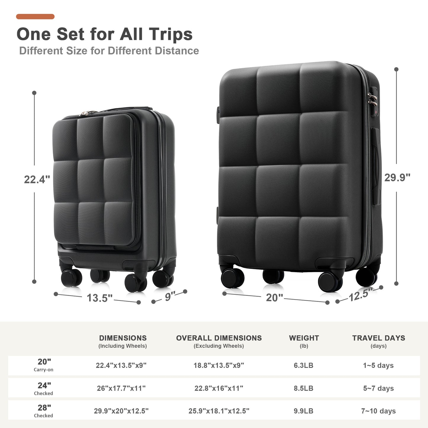 ABS Hard-shell Suitcase With Spinner Wheels, Cup Holders