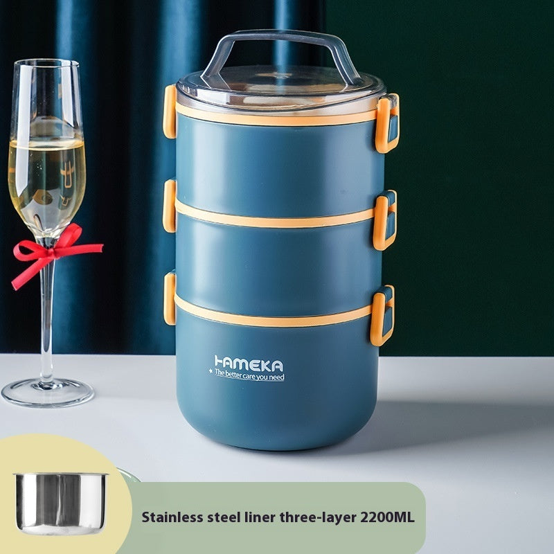 Round 304 Stainless Steel Barrel Multi-layer Lunch Box Insulated Barrel