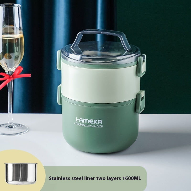 Round 304 Stainless Steel Barrel Multi-layer Lunch Box Insulated Barrel