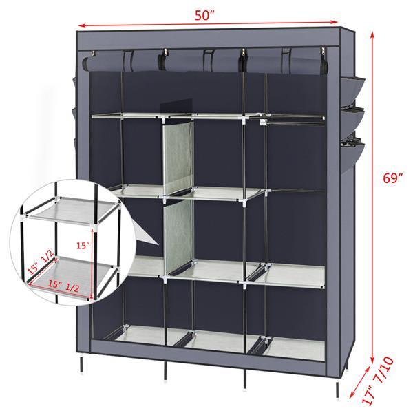 High Legged No Canvas And Side Fabric Wardrobe Gray