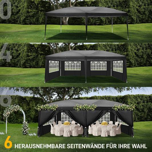 10X20ft Black 6 Sided -4 Window Folding Shed Oxford Cloth