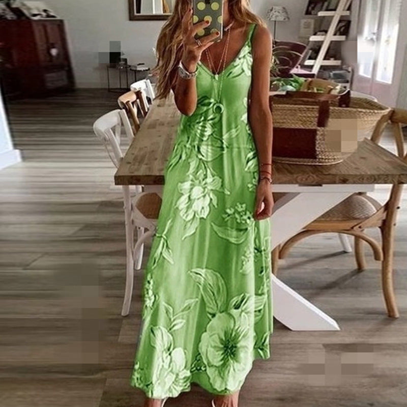 Long Flower Suspender Skirt