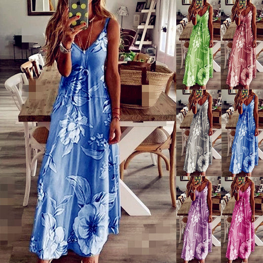 Long Flower Suspender Skirt