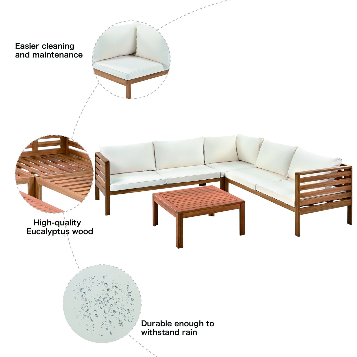 Exotic Wooden Outdoor Sofa Set/UV & Water Resistant