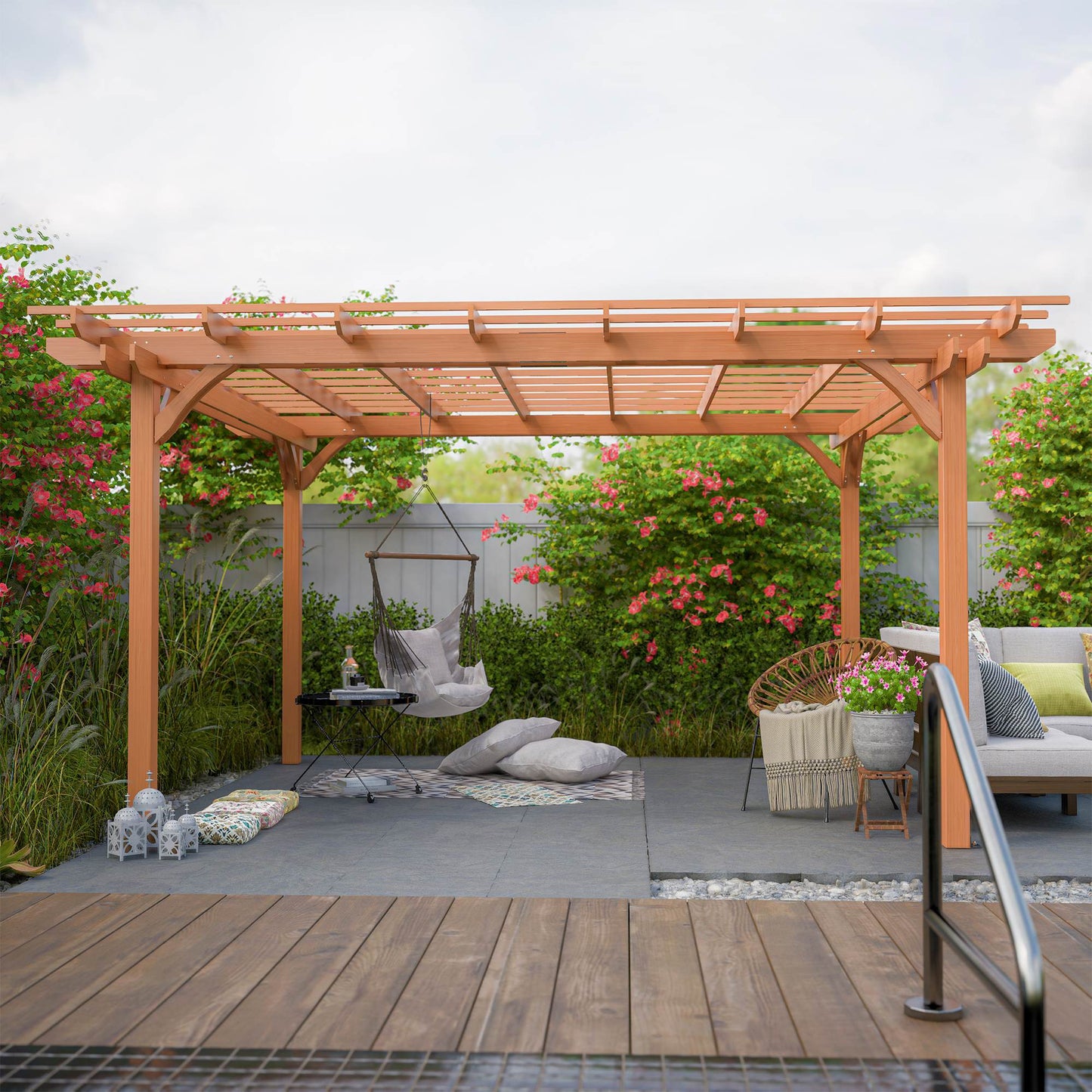 Outdoor Wood Pergola, Wooden Patio Pergola Gazebo For Climbing Plant Support, Garden,Brown