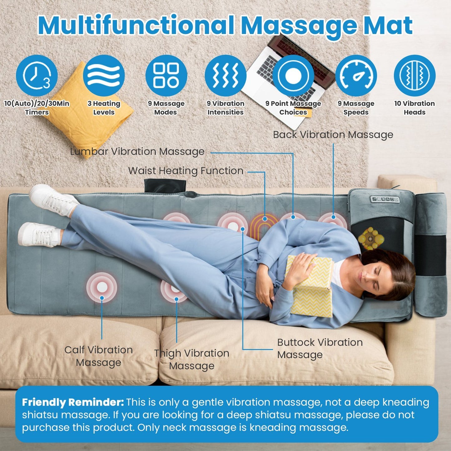 Full Body Electric Massage Pad With Heating Function