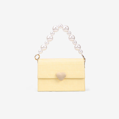 Pearl handbag premium lock small square bag