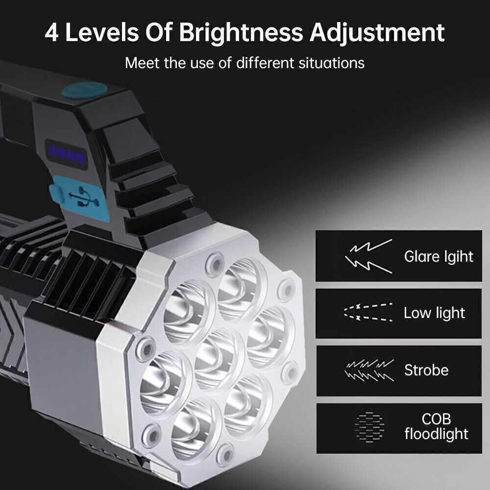 1-2Pcs Super Bright High Power LED Rechargeable Flashlight