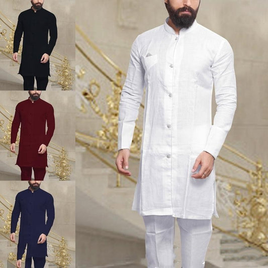 Long Shirt Linen Button