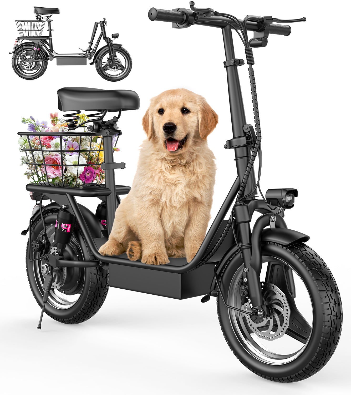 ASKGO Electric Scooter, 500W Motor, 14' Tires, 22Mph 30Miles Long Range, 48V 10.4AH Foldable Commuting Electric Scooter With Seat, E Scooter For Adults, Load 265lbs - ACCA General  Merchandise