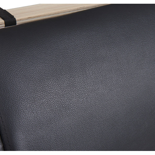 Full Size Upholstered Faux Leather Platform Bed With LED Light Bed Frame With Slatted - Black - ACCA General  Merchandise