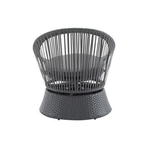 Modern Gray Wicker Lounge Chair with Rattan and Iron Fron Frame