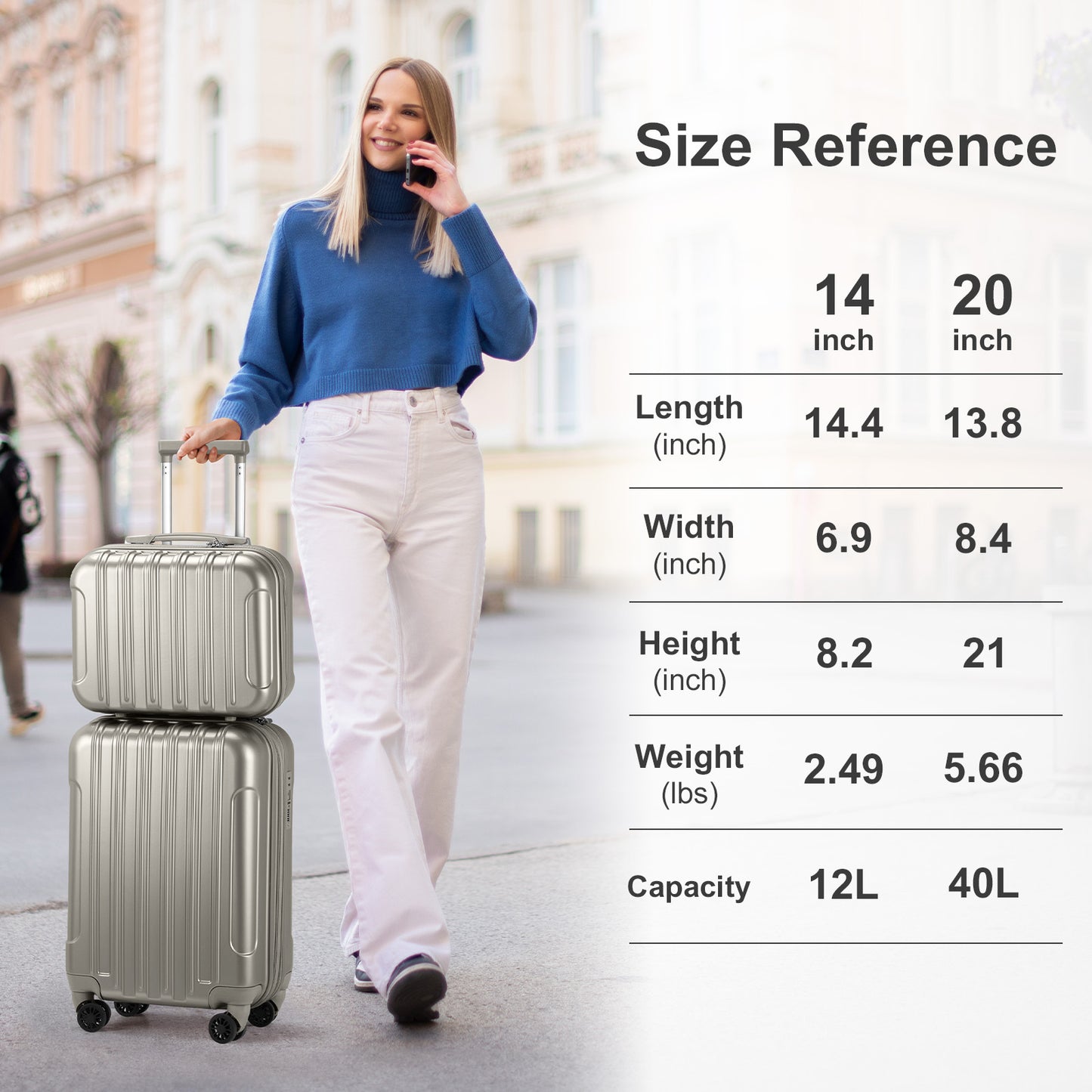Two-piece Set 20 Inch Expandable With 14 Inch Suitcase