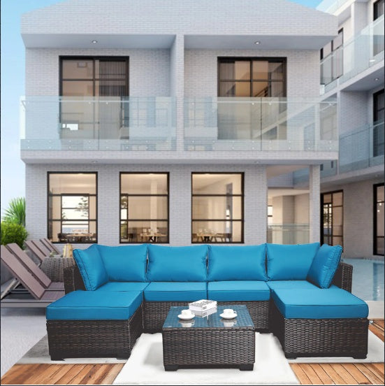 7- Piece Outdoor Patio Sofa Set/ PE Rattan with Coffee Table