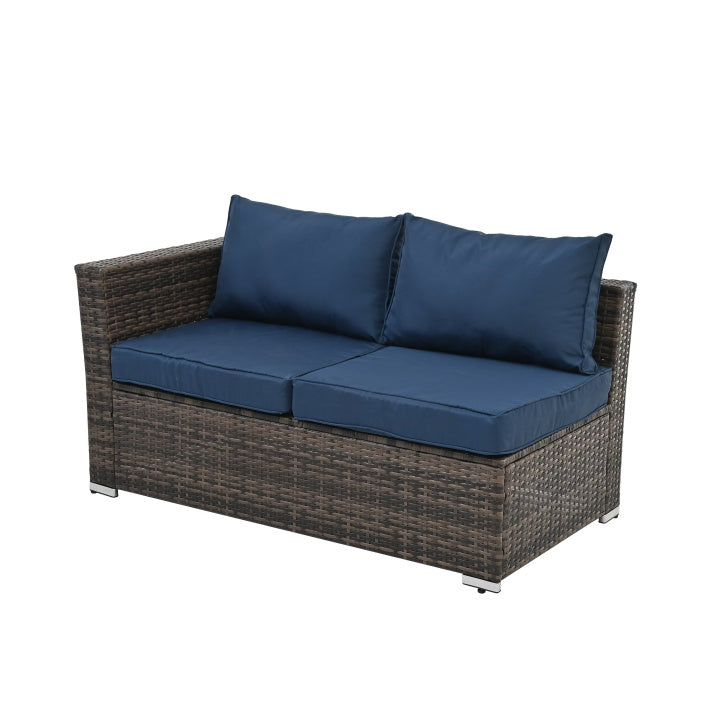 4- Piece PE Wicker Patio Furniture Set/ Tempered Glass Table