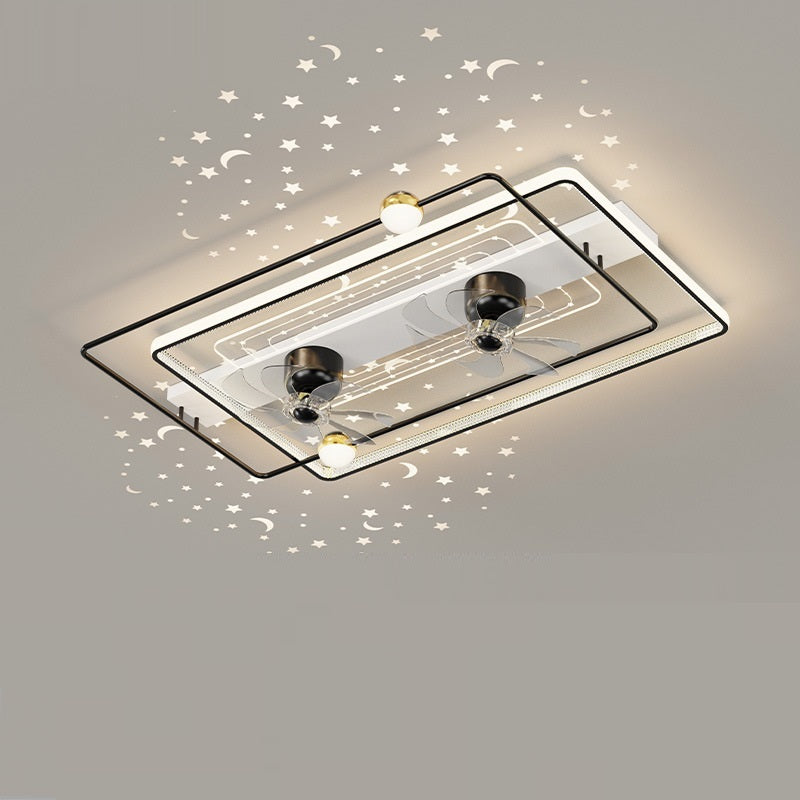 Creative 360 Rotating Head Shaking Electric Fan Integrated Ceiling Lamp - ACCA General  Merchandise