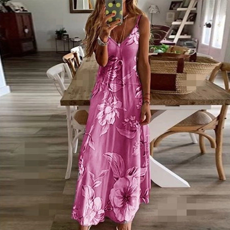 Long Flower Suspender Skirt