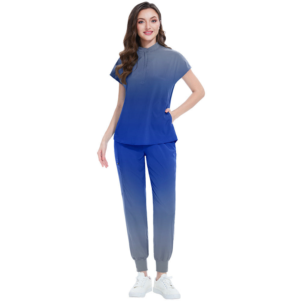 Gradient Color Men's And Women's Same Doctor Nurse Beauty Salon SPA Work Uniforms Suit