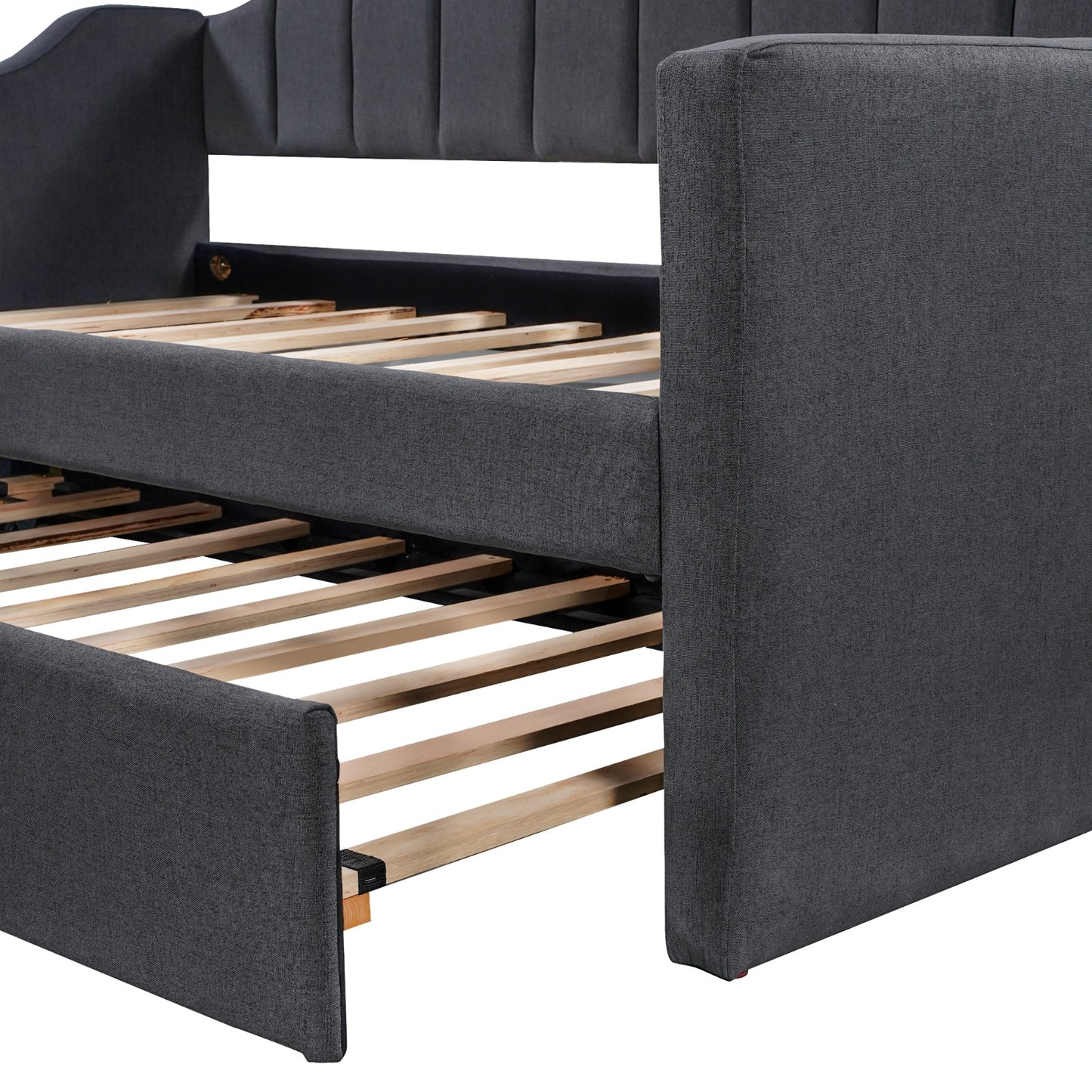 Upholstered Twin Daybed with Trundle, Black
