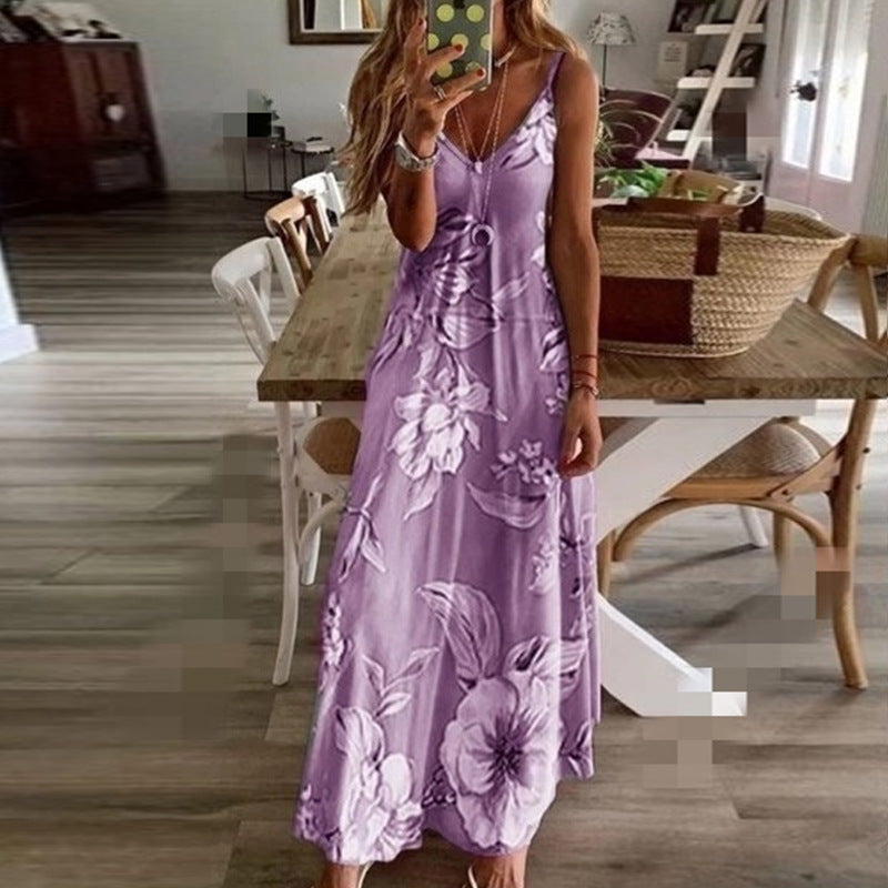 Long Flower Suspender Skirt