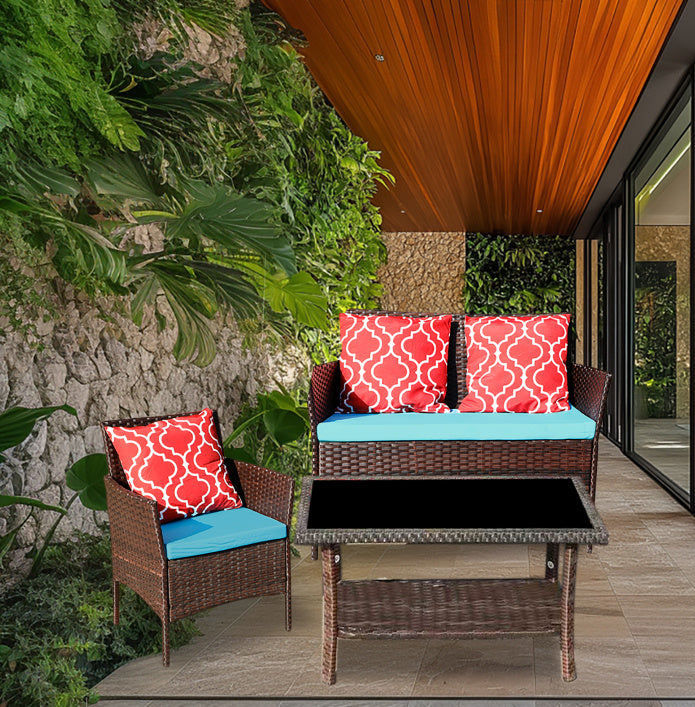 Outdoor Recreation, Courtyard Garden, Rattan Table and Chair Combination