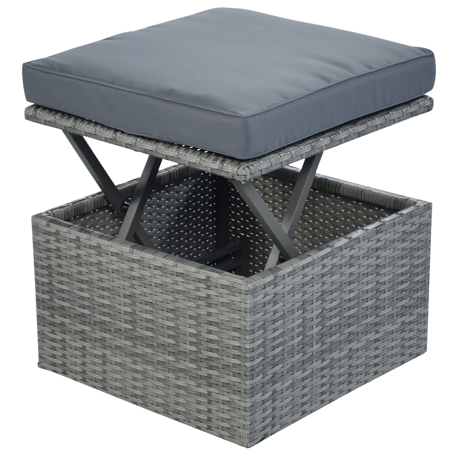 U_STYLE Outdoor Patio Daybed Set with Retractable Canopy – All-Weather Wicker Sunbed Conversation Furniture