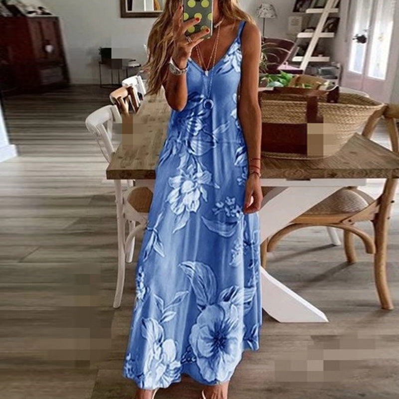 Long Flower Suspender Skirt