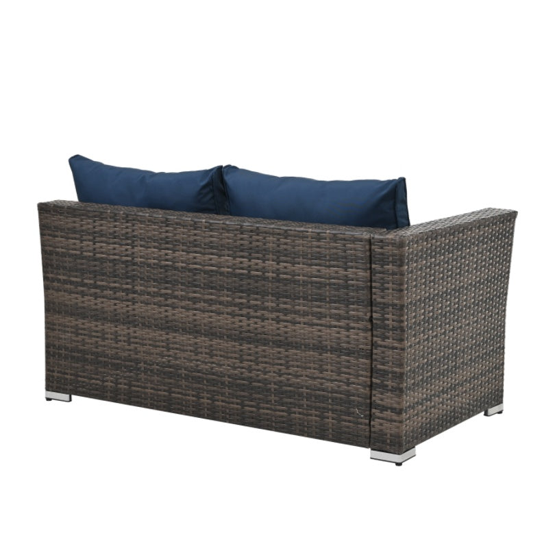 4- Piece PE Wicker Patio Furniture Set/ Tempered Glass Table