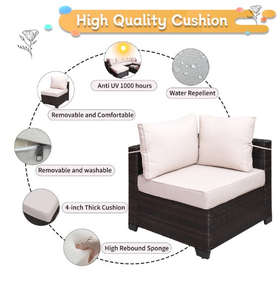 7- Piece Outdoor Patio Sofa Set/ PE Rattan with Coffee Table